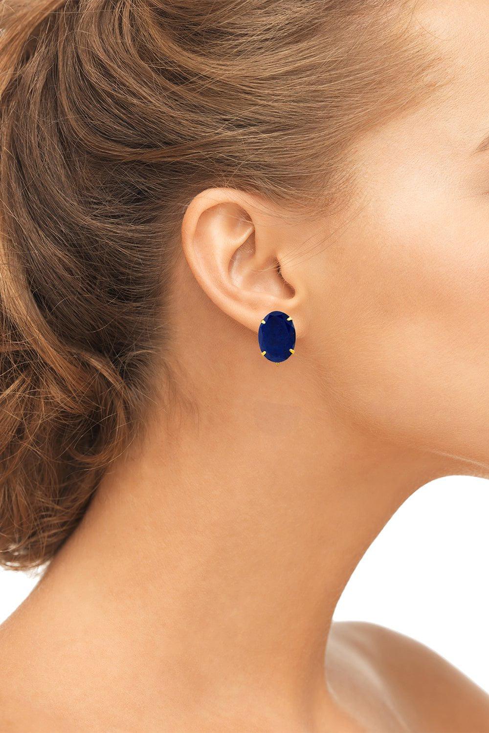 BOUNKIT JEWELRY-Lapis Baugette Drop Earrings-BLUE