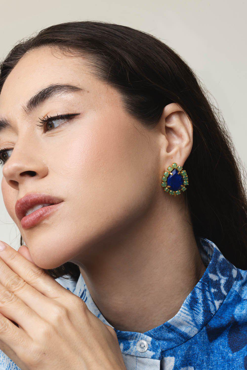 BOUNKIT JEWELRY-Lapis Chrysoprase Earrings-BLUE
