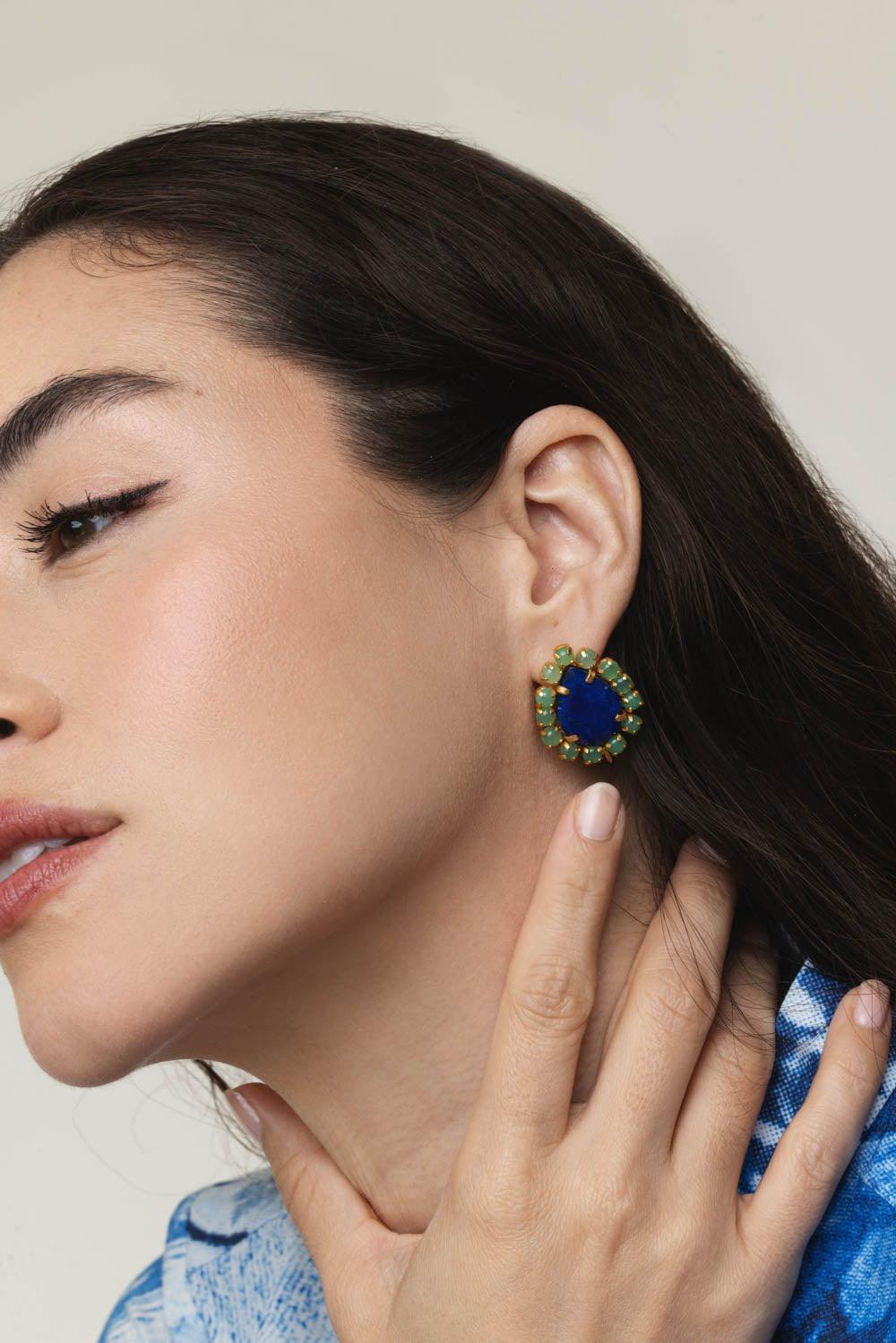 BOUNKIT JEWELRY-Lapis Chrysoprase Earrings-BLUE