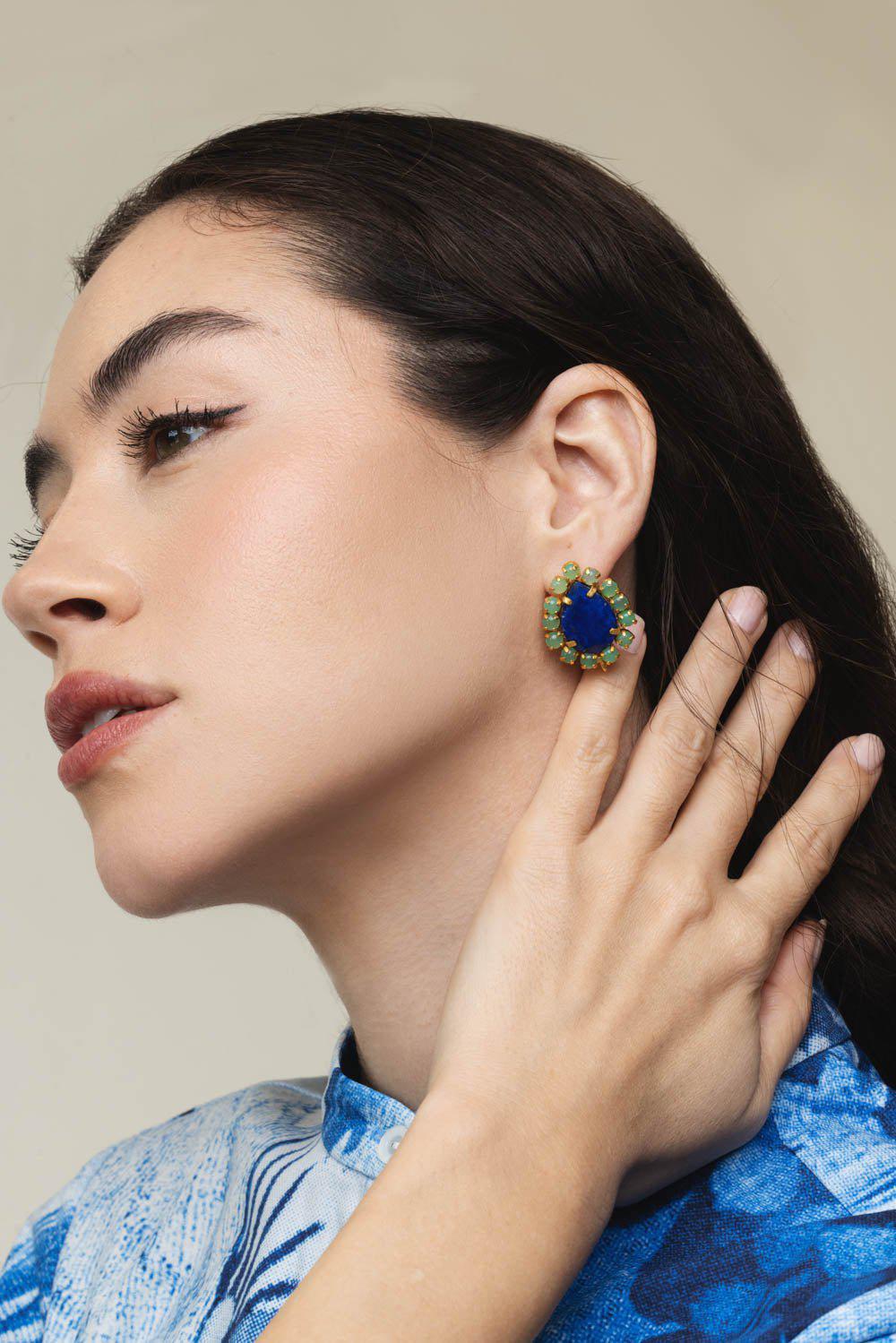 BOUNKIT JEWELRY-Lapis Chrysoprase Earrings-BLUE