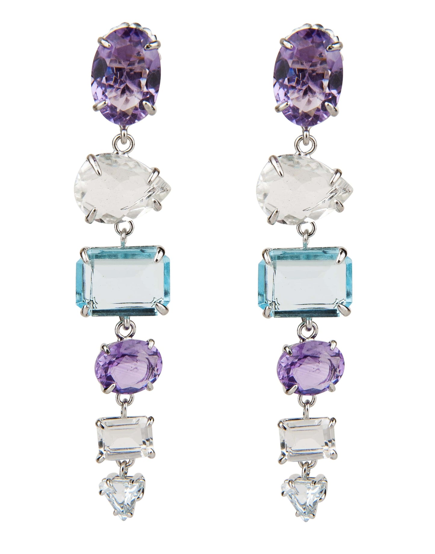 BOUNKIT JEWELRY-Mulit Shape Linear Earrings-BLUE