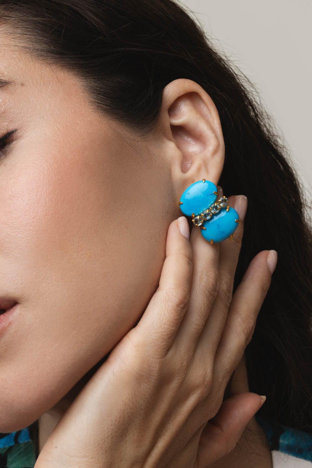 BOUNKIT JEWELRY-Turquoise Quartz Earrings-BLUE