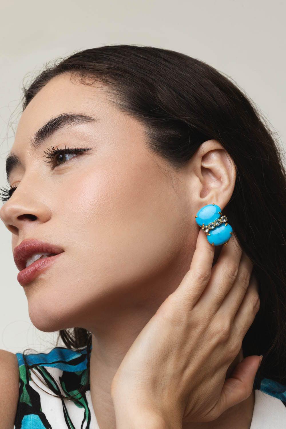 BOUNKIT JEWELRY-Turquoise Quartz Earrings-BLUE