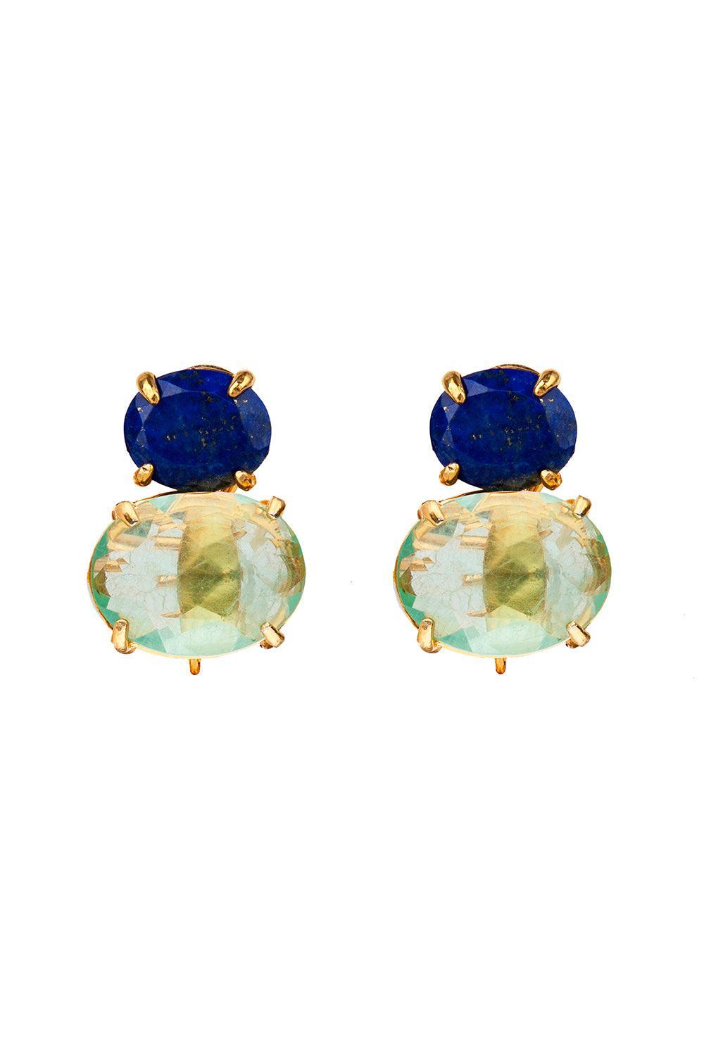 Lapis Green Quartz Earrings
