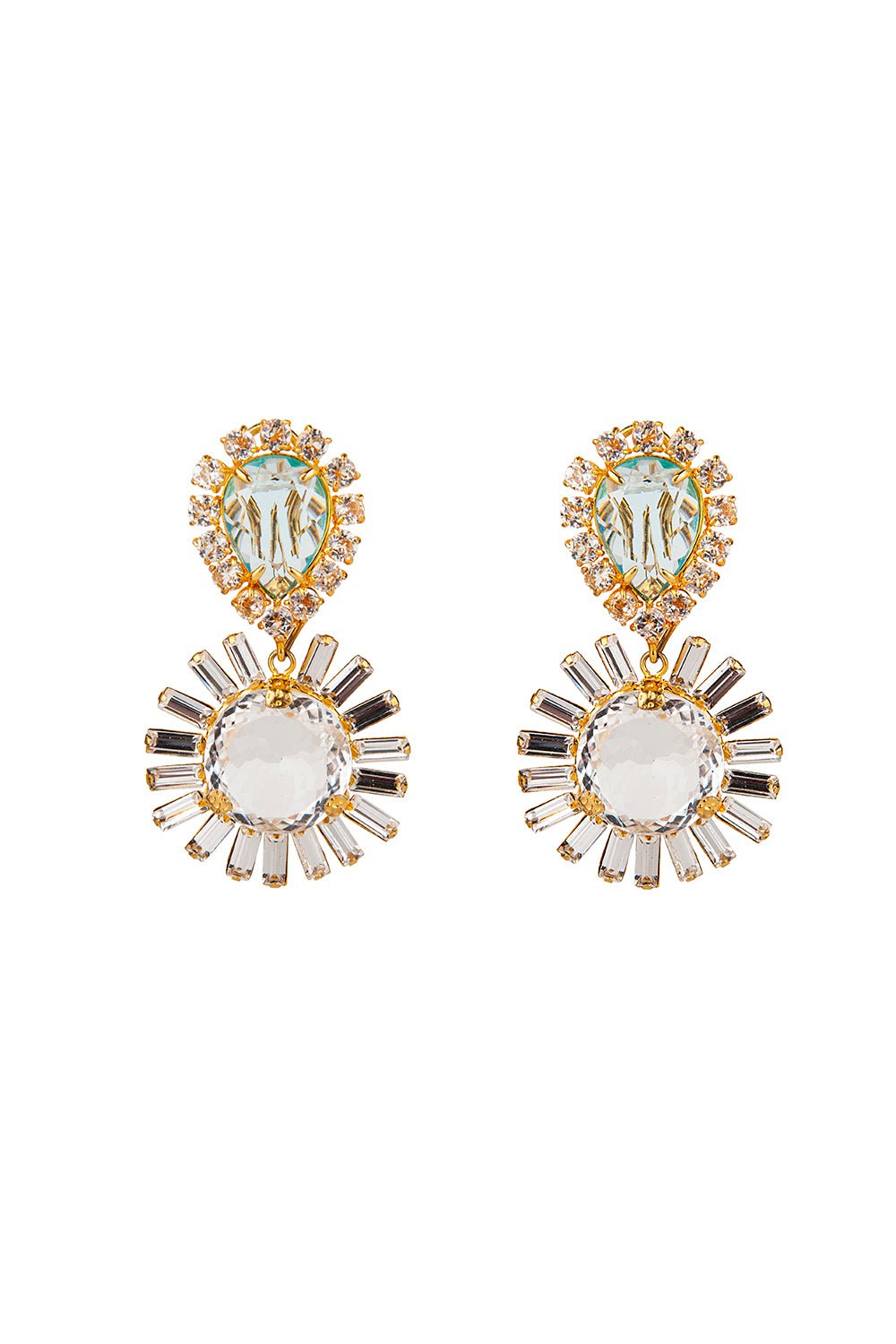 BOUNKIT JEWELRY-Baguette Statement Earrings-BLUE/GRN