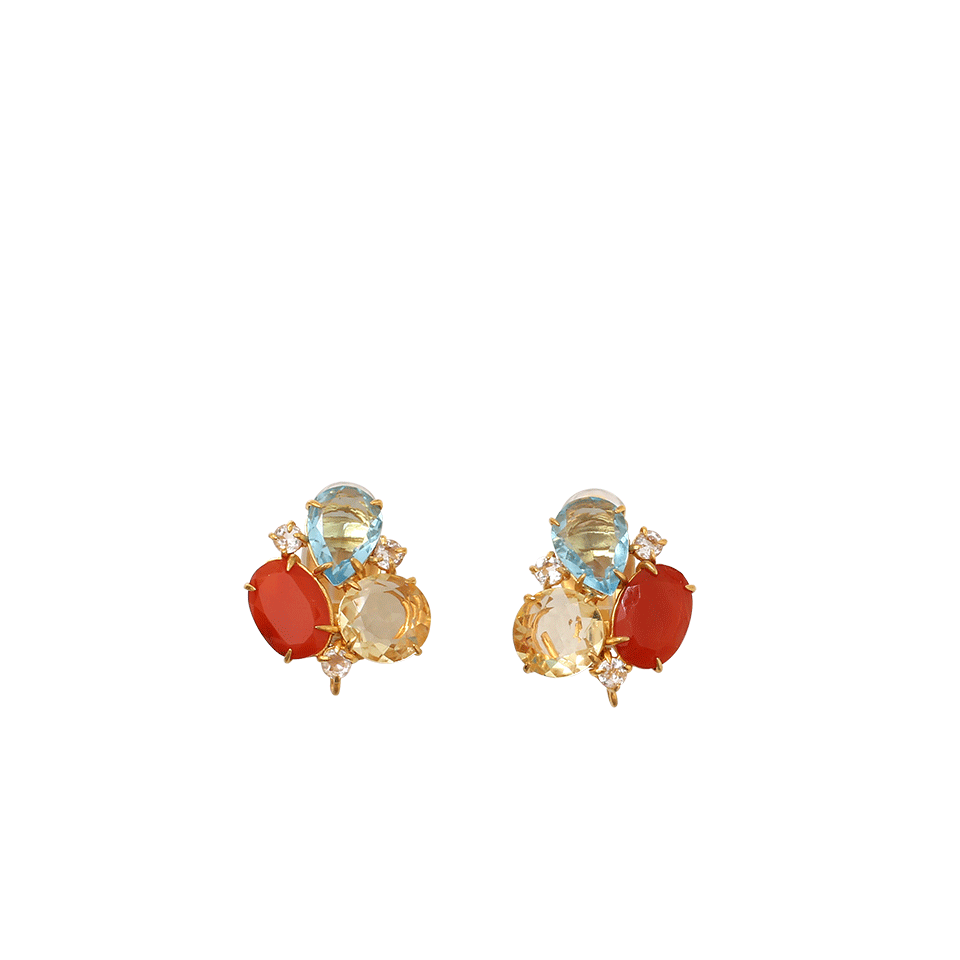 BOUNKIT JEWELRY-Blue Clear Quartz Earrings-BLU/YLLW