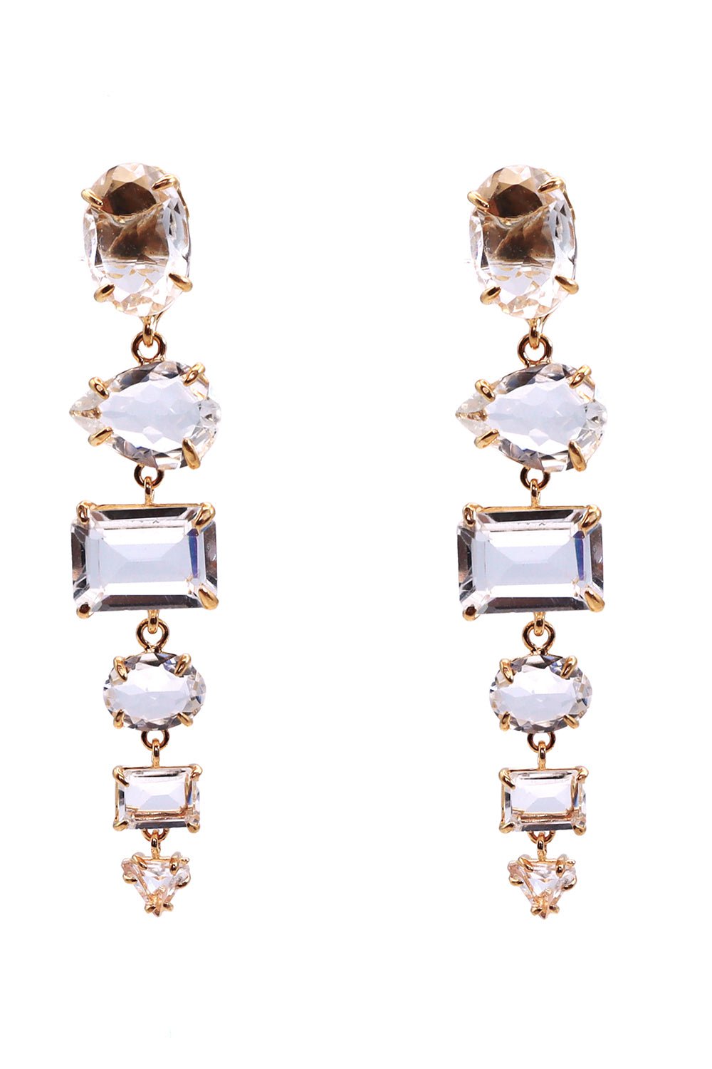 BOUNKIT JEWELRY-Clear Quartz Linear Earring-CLEAR
