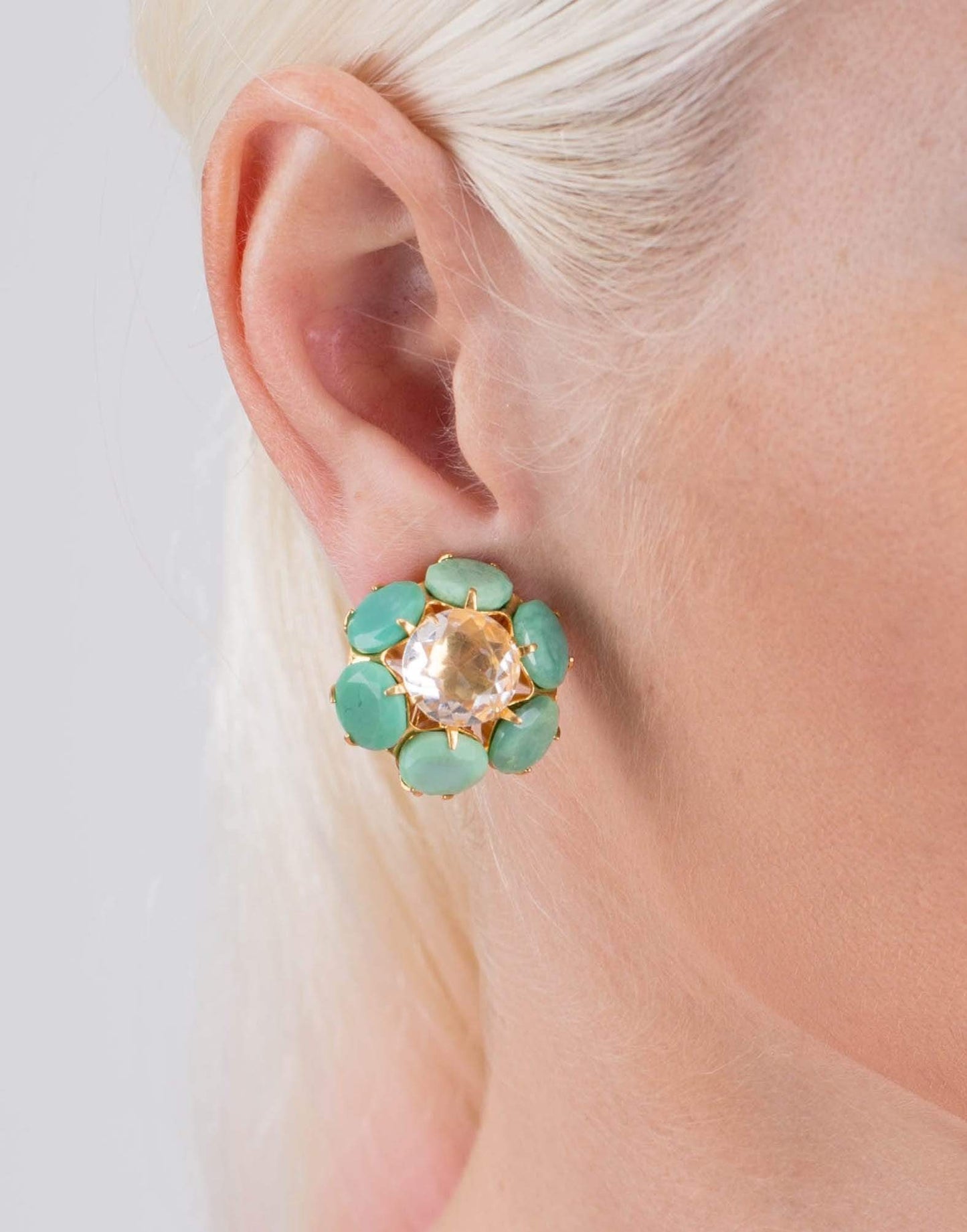 BOUNKIT JEWELRY-Faceted Quartz Earrings-CLEAR