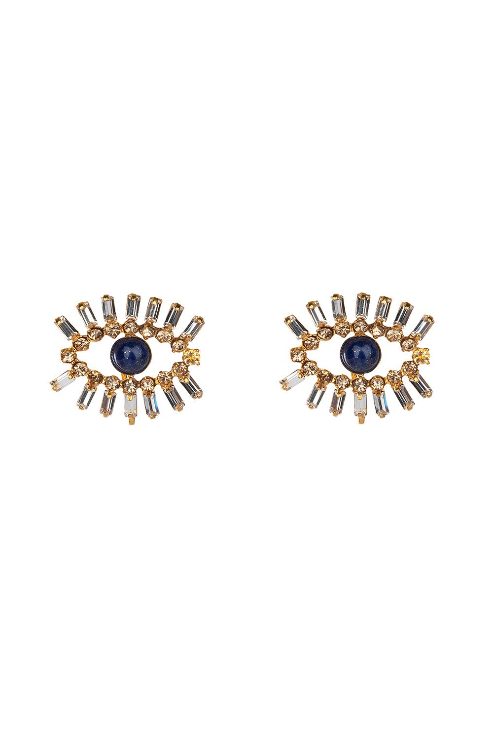 BOUNKIT JEWELRY-Lapis Evil Eye Earrings-CLEAR