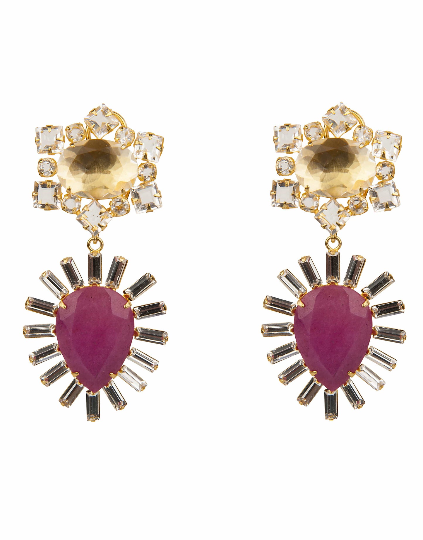 BOUNKIT JEWELRY-Crystal Ruby Earrings-CLEAR/PN