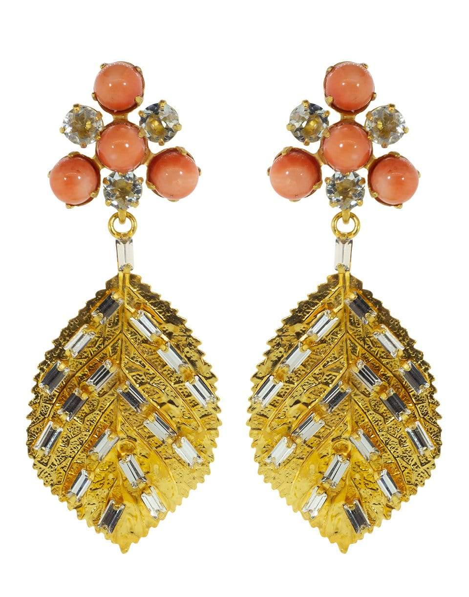 BOUNKIT JEWELRY-2-in-1 Bamboo Coral Drop Leaf Earrings Set-CORAL