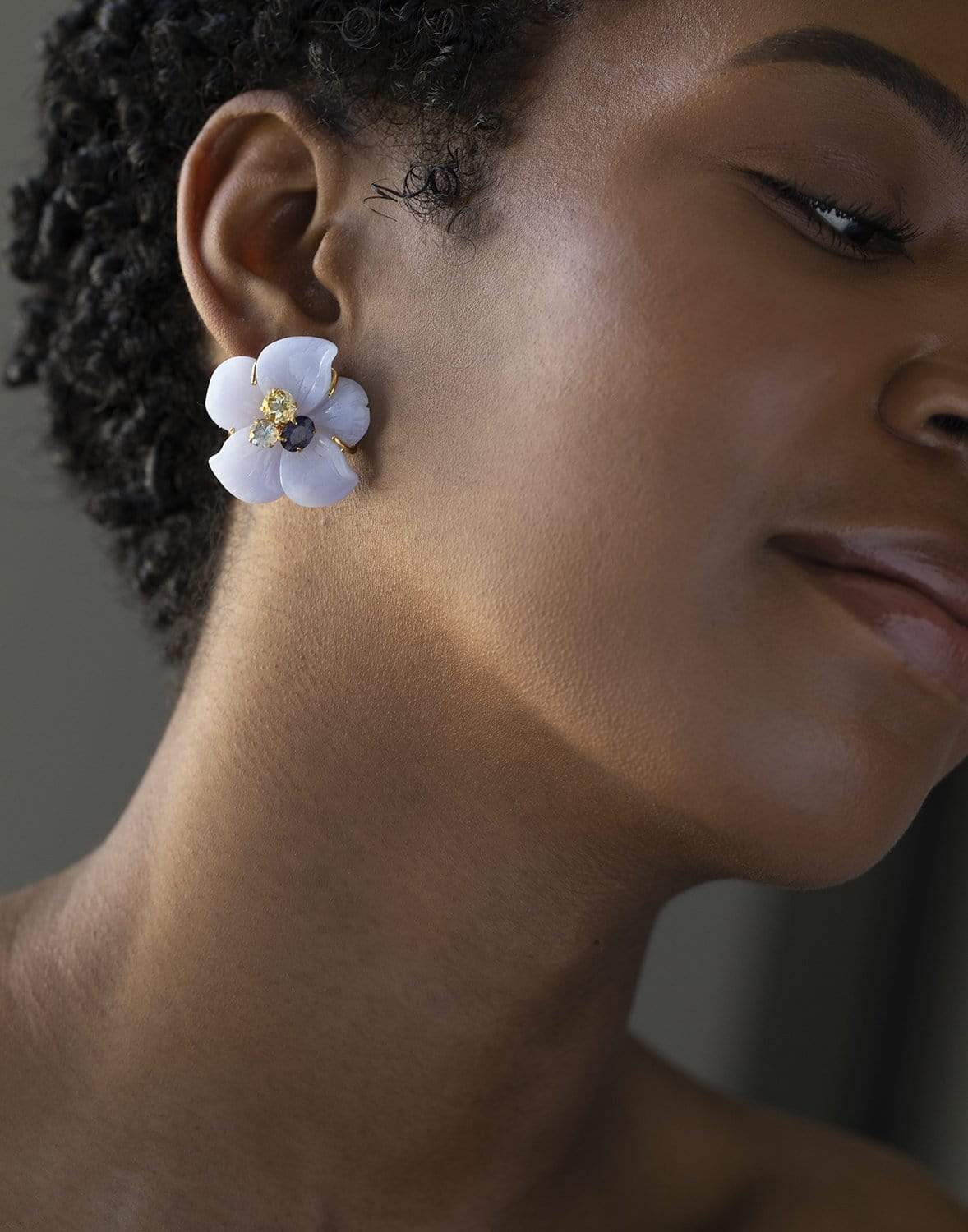 BOUNKIT JEWELRY-Blue Lace Flower Earrings-GOLD