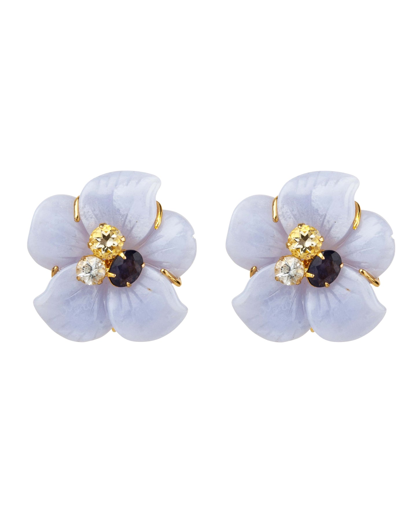 BOUNKIT JEWELRY-Blue Lace Flower Earrings-GOLD