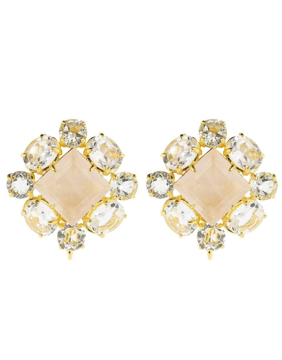 BOUNKIT JEWELRY-Amethyst and Quartz Clip Earrings-GREEN