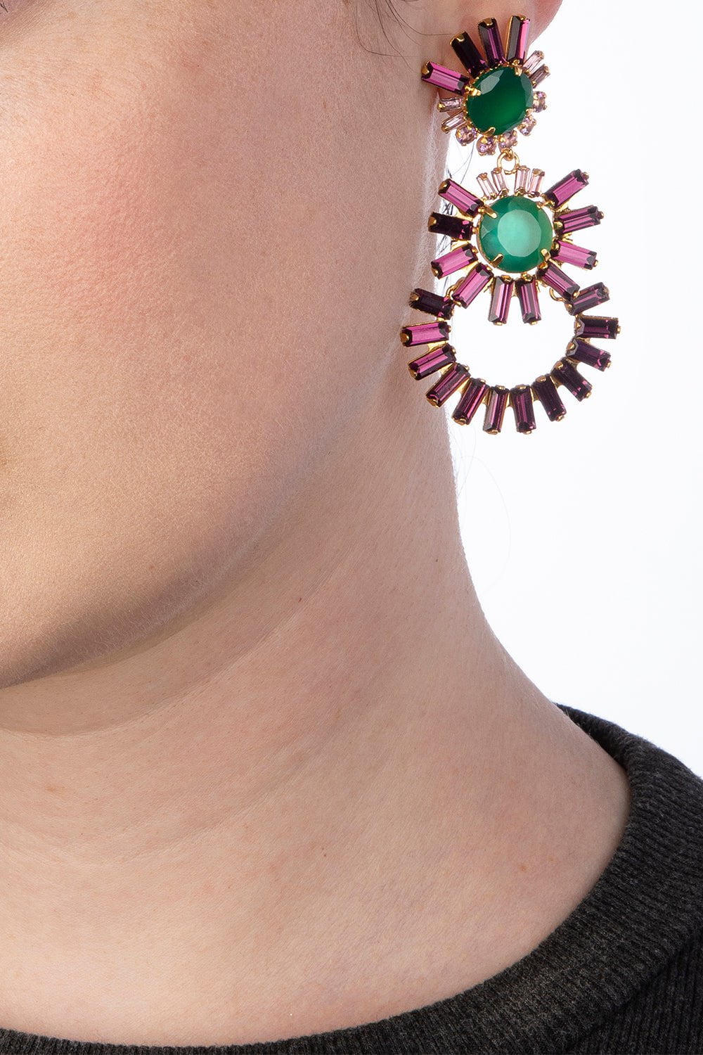 BOUNKIT JEWELRY-Amethyst Onyx Earrings-GREEN