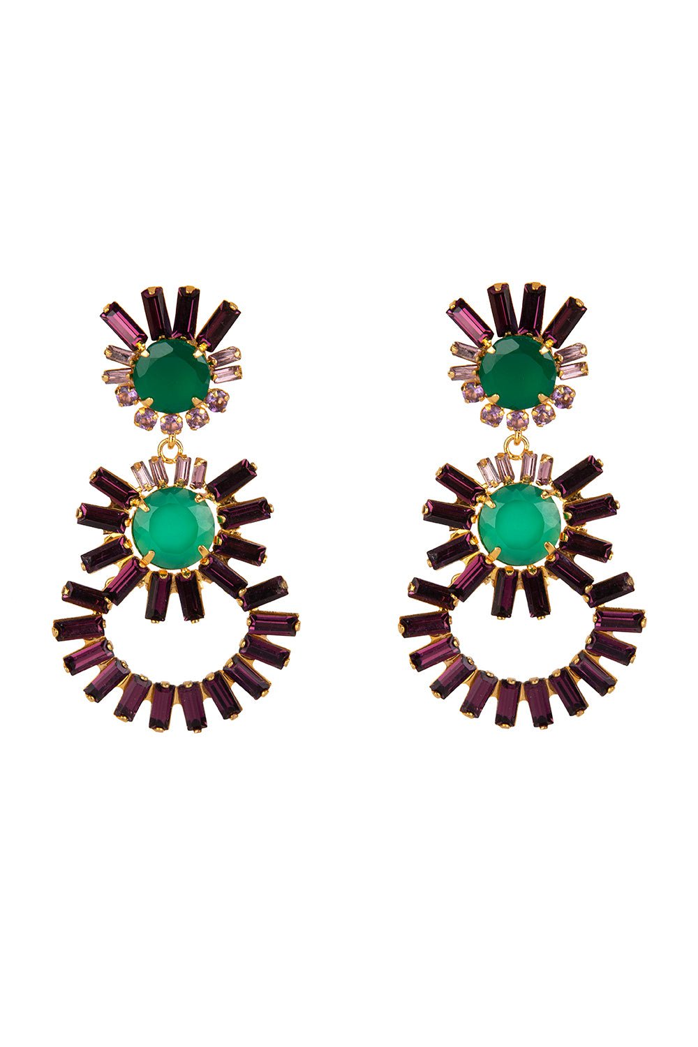 BOUNKIT JEWELRY-Amethyst Onyx Earrings-GREEN