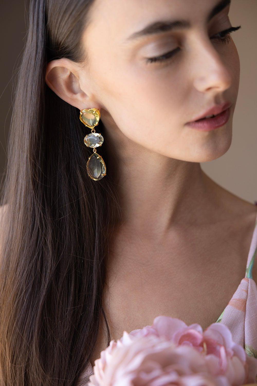 BOUNKIT JEWELRY-Amethyst Quartz Drop Earrings-GREEN