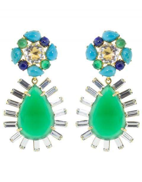 BOUNKIT JEWELRY-Clear Quartz and Green Onyx Earring Set-GREEN