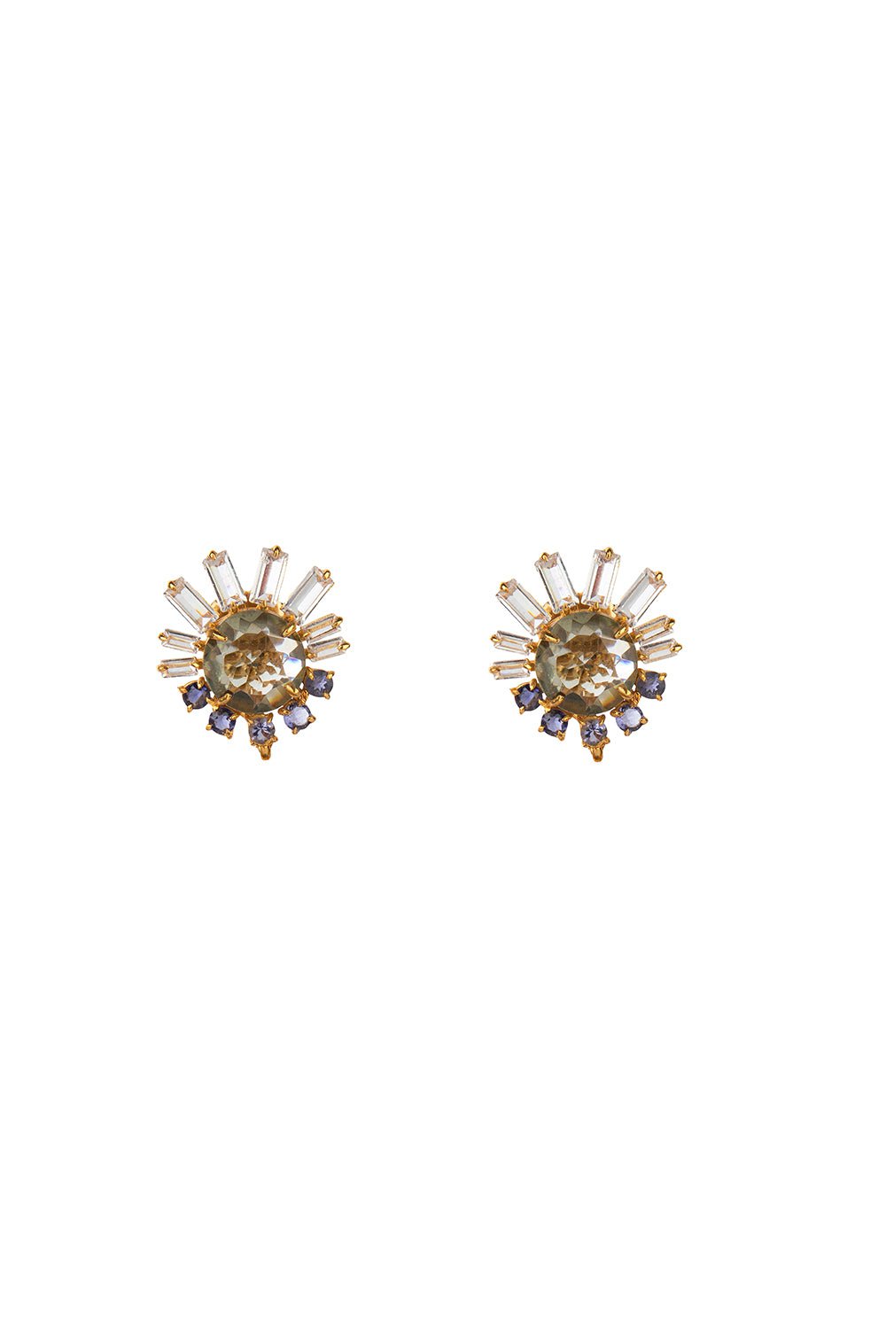 BOUNKIT JEWELRY-Clear Quartz Green Amethyst Earrings-GREEN