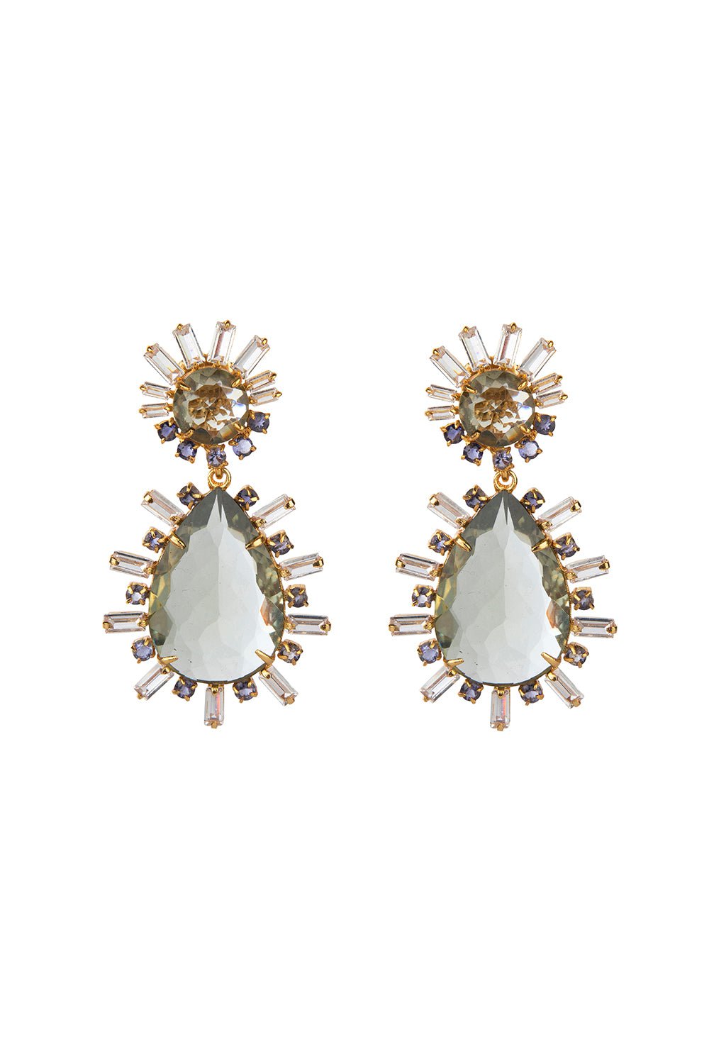BOUNKIT JEWELRY-Clear Quartz Green Amethyst Earrings-GREEN