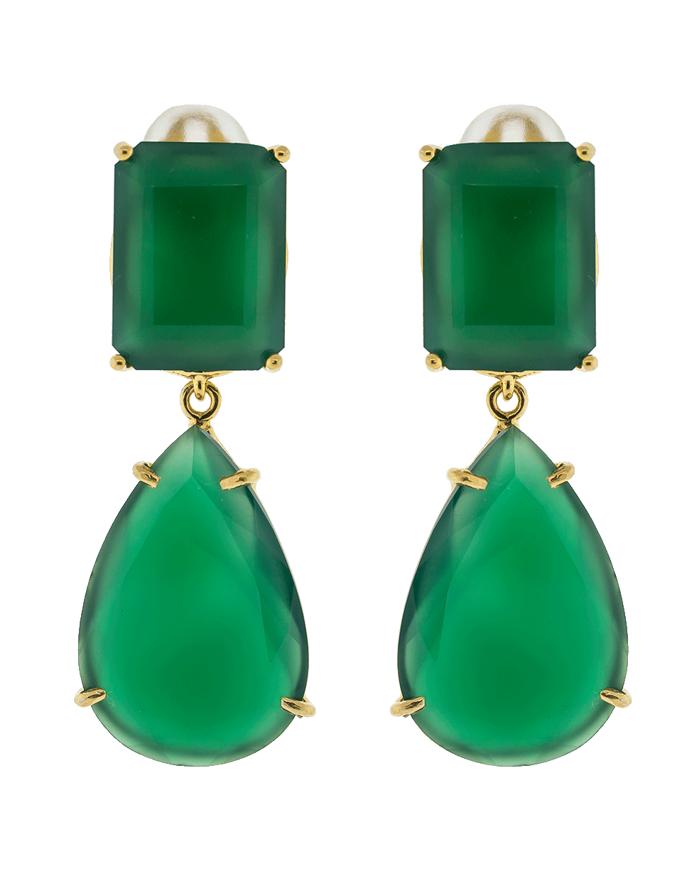 BOUNKIT JEWELRY-Green Onyx Earrings-GREEN