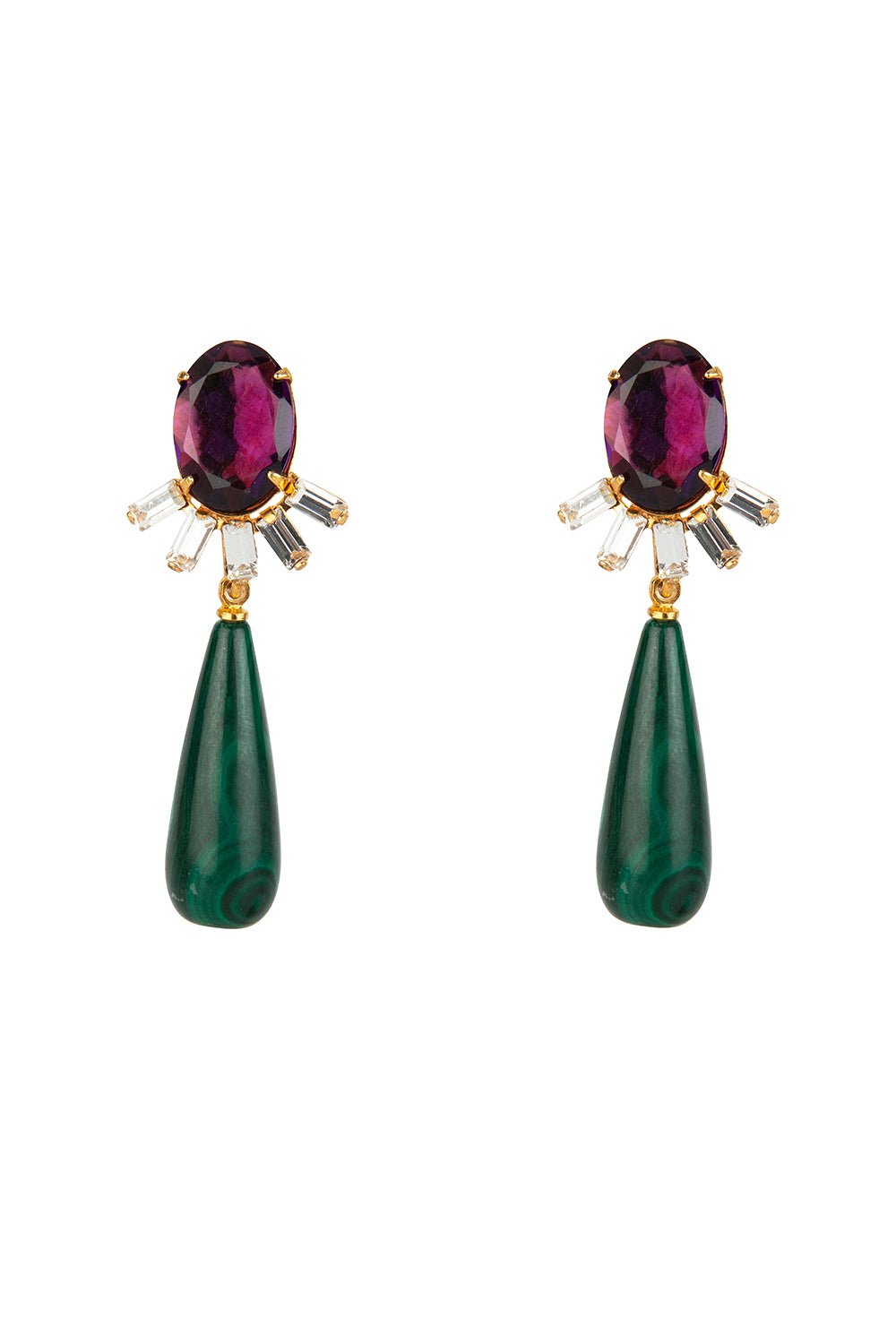 BOUNKIT JEWELRY-Malachite Amethyst Earrings-GREEN