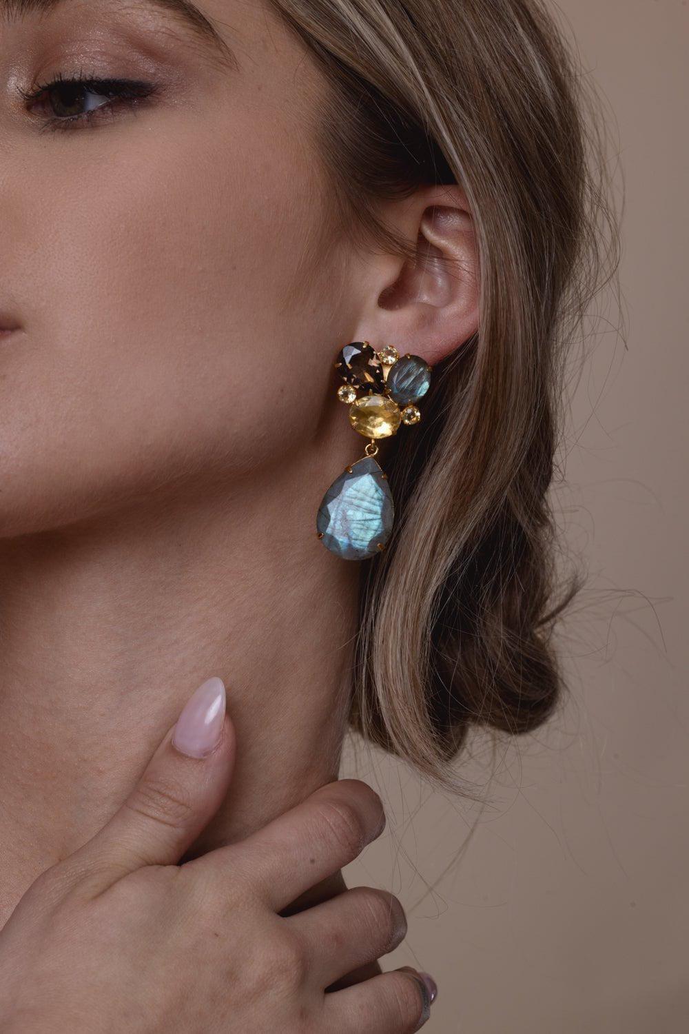 BOUNKIT JEWELRY-Quartz Labradorite Earrings-GREY