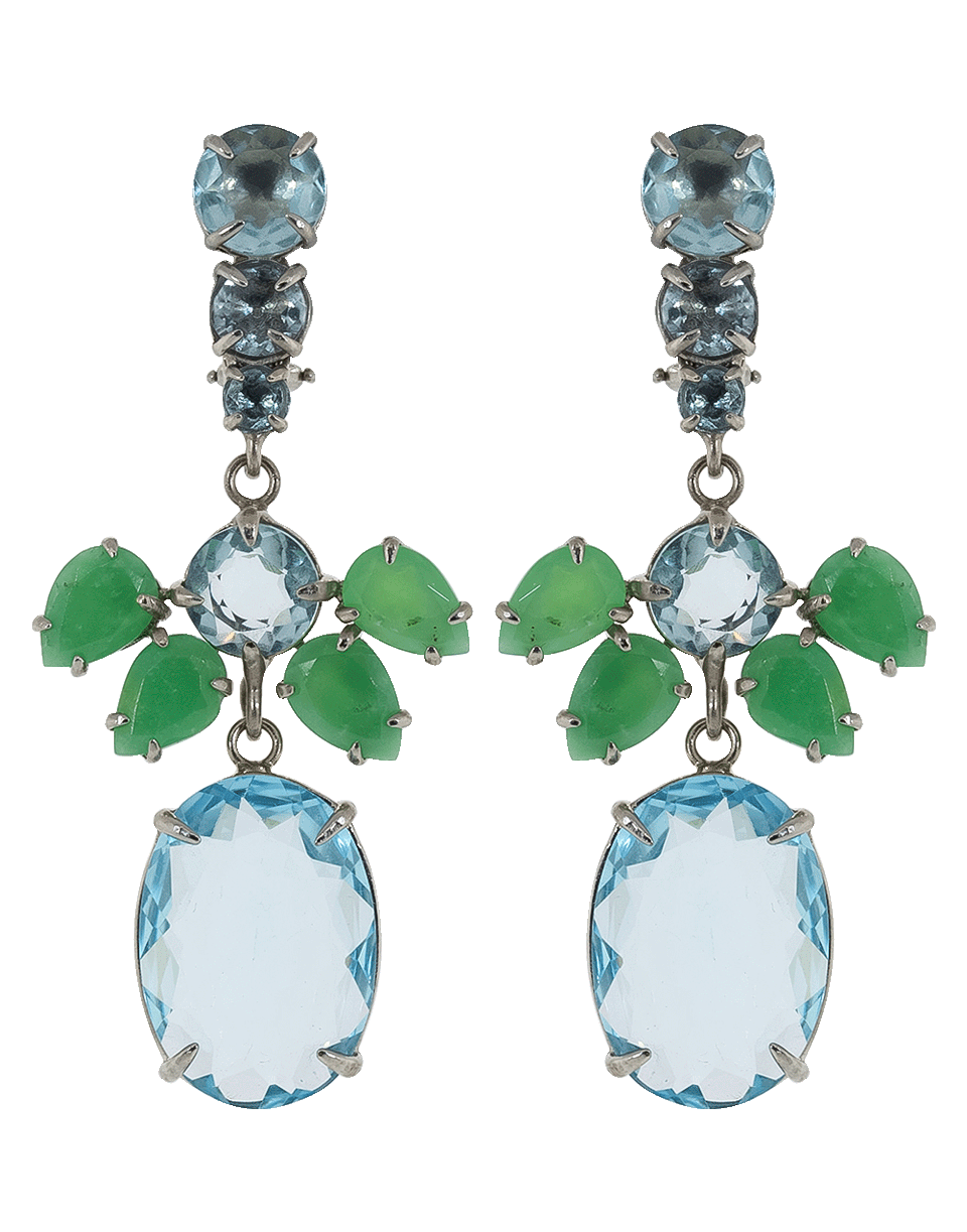 BOUNKIT JEWELRY-Chrysoprase And Quartz Drop Earrings-GRN/BLU