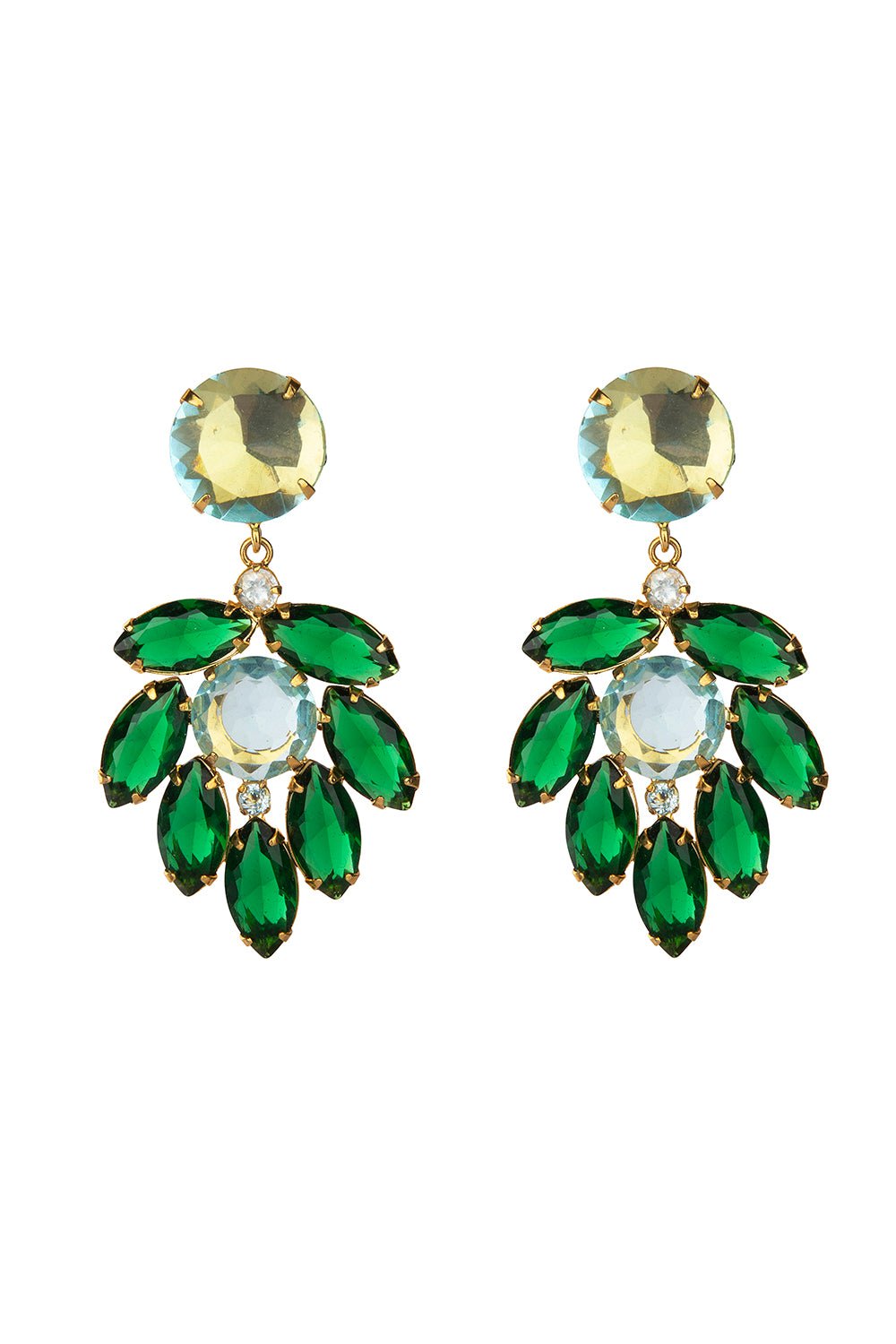 BOUNKIT JEWELRY-Green Onyx Blue Quartz Earrings-GRN/BLUE