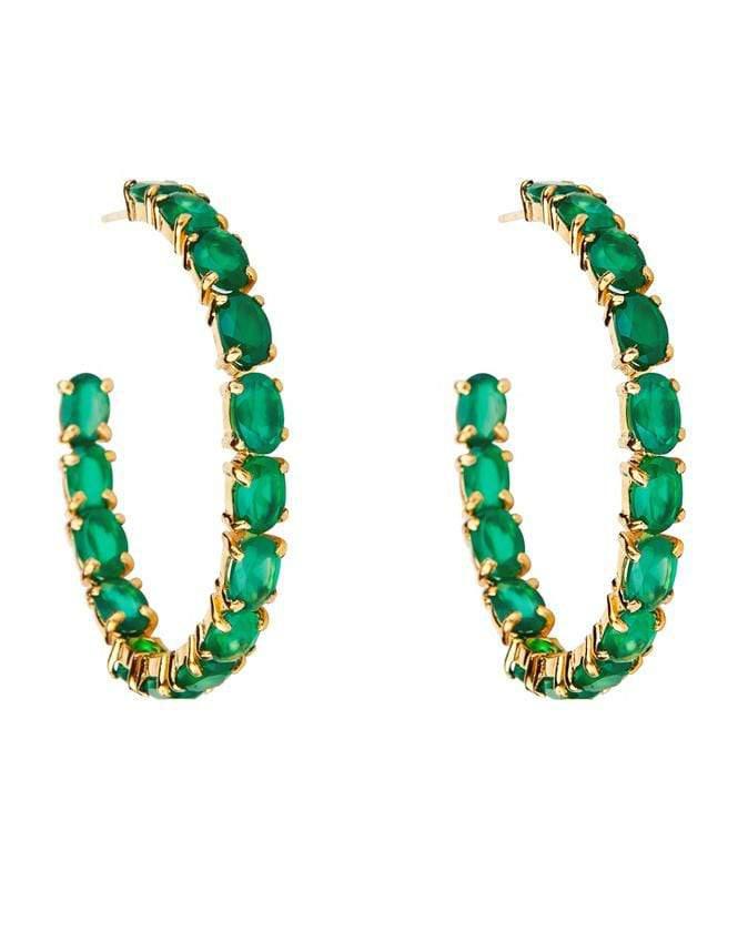 BOUNKIT JEWELRY-Green Onyx Hoop Earrings-JADE