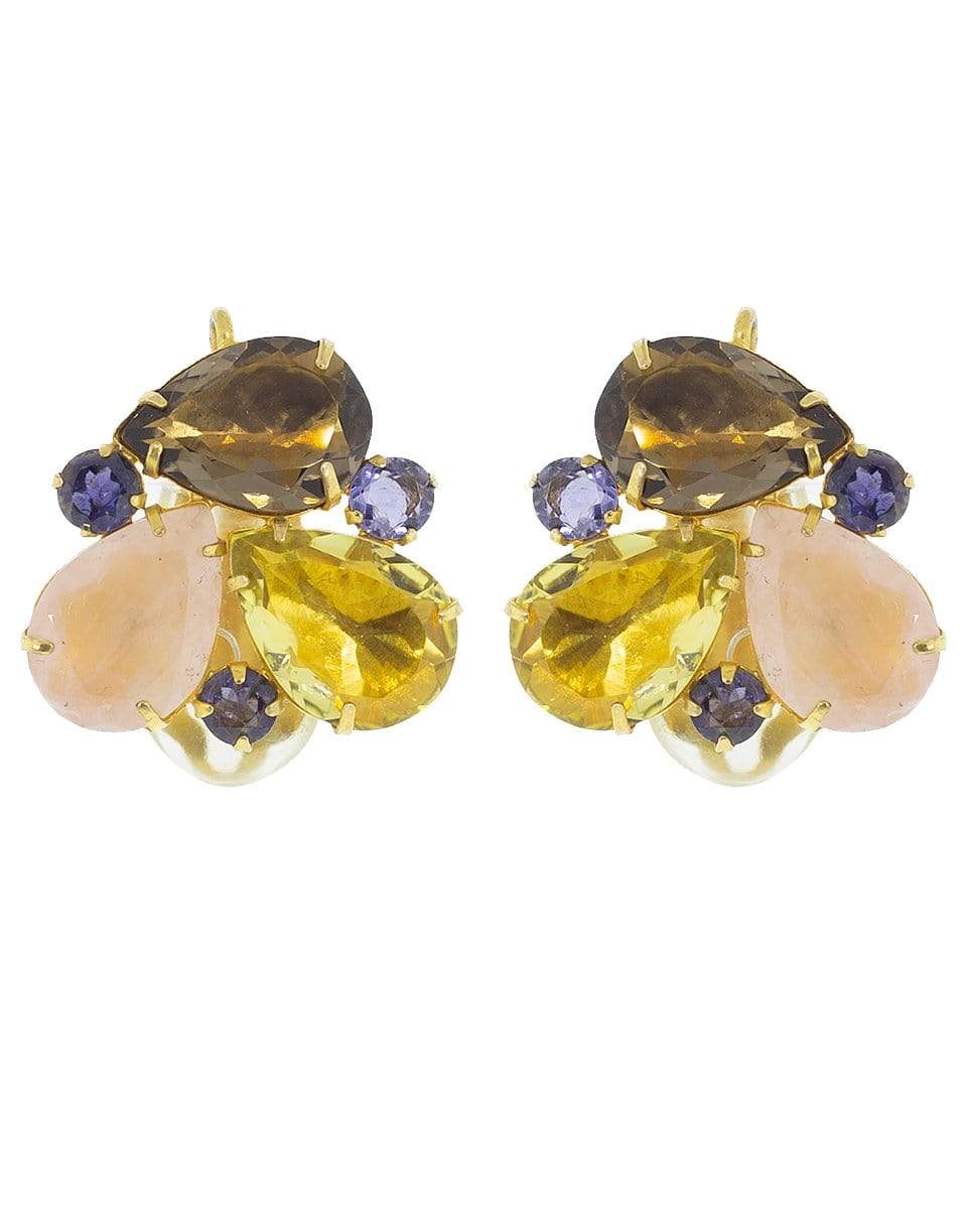 BOUNKIT JEWELRY-Smokey Quartz Cluster Ear Clip-LEM/BLUE