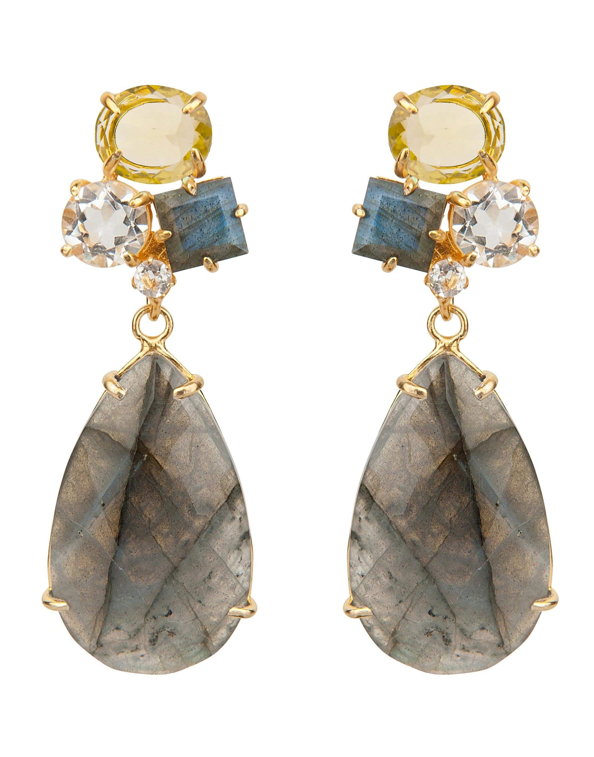 BOUNKIT JEWELRY-Labradorite Drop Earrings-LEMON