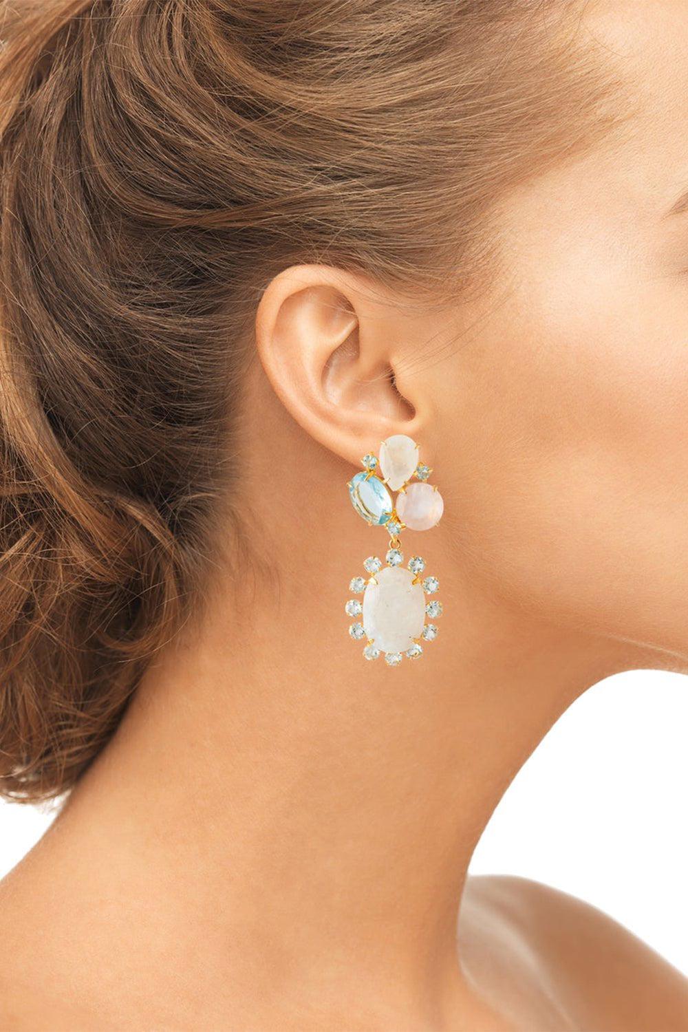 BOUNKIT JEWELRY-Moonstone Quartz Drop Earrings-MOONSTON