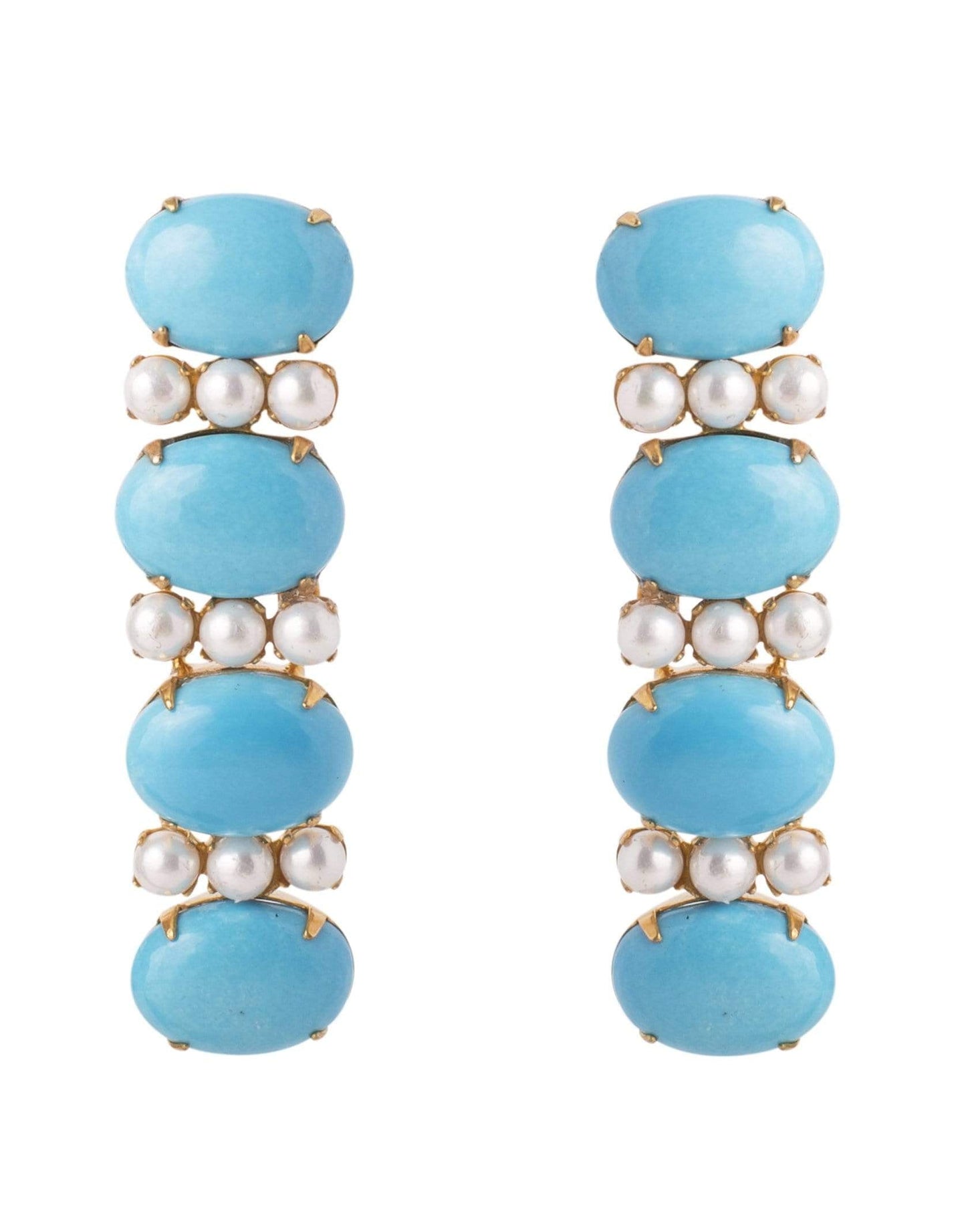 BOUNKIT JEWELRY-2-in-1 Turquoise & Mother of Pearl Earrings-MOP/TURQ