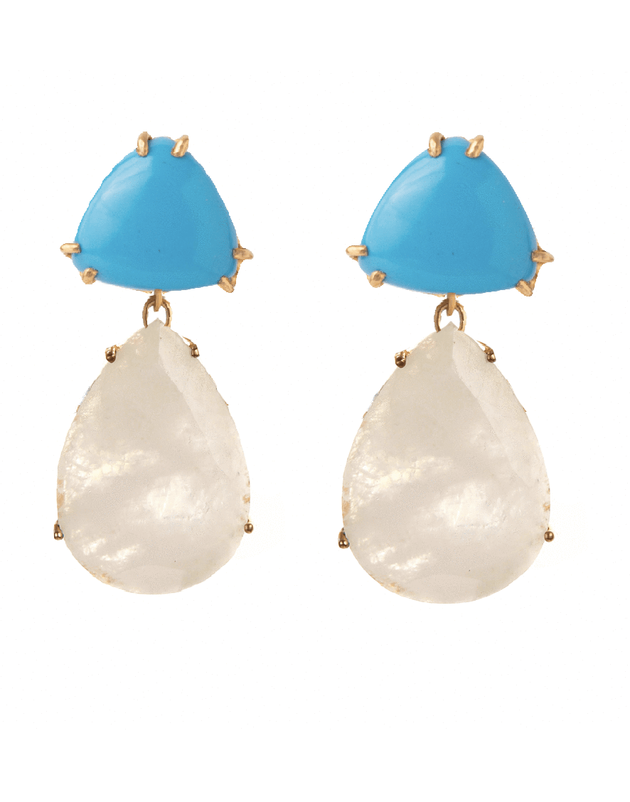 BOUNKIT JEWELRY-2-in-1 Turquoise & Mother of Pearl Earrings-MOP/TURQ