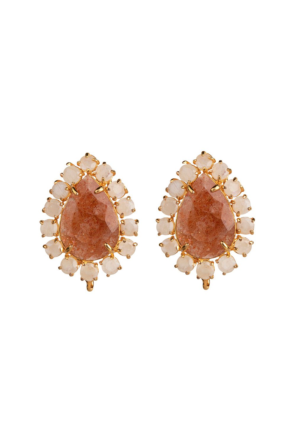 BOUNKIT JEWELRY-Sunstone Moonstone Earrings-ORANGE