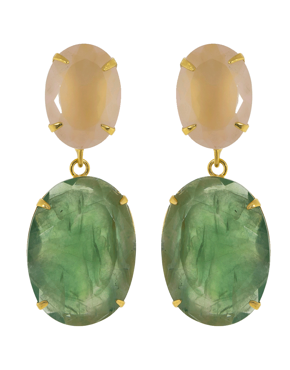 BOUNKIT JEWELRY-Quartz And Flourite Earrings-PNK/BLU