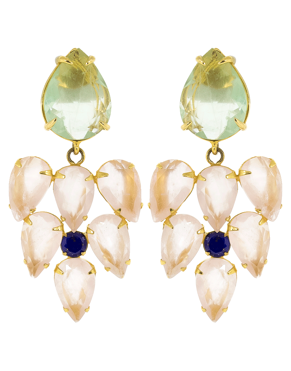 BOUNKIT JEWELRY-Quartz, Lapis And Flourite Earings-PNK/BLU