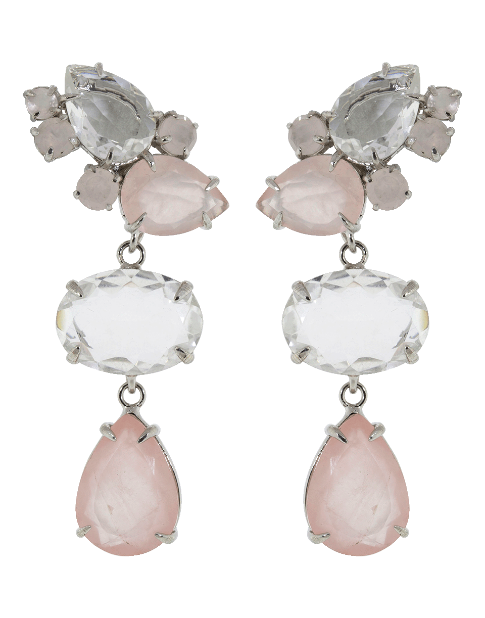 BOUNKIT JEWELRY-Rose And Clear Quartz Earrings-PNK/CLR