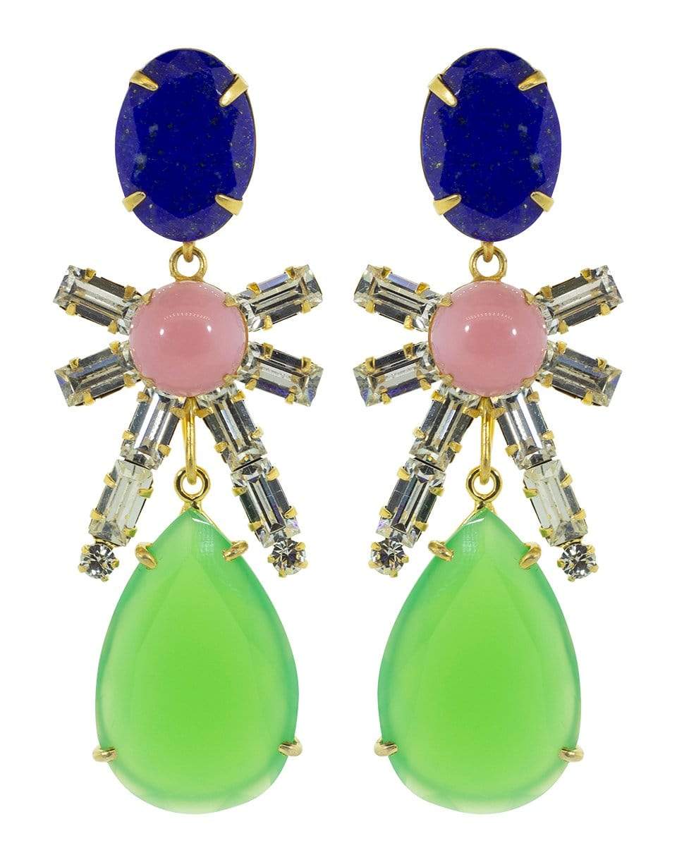 BOUNKIT JEWELRY-4-in-1 Lapis, Opal, and Chrysoprase Earrings Set-PNK/GRN
