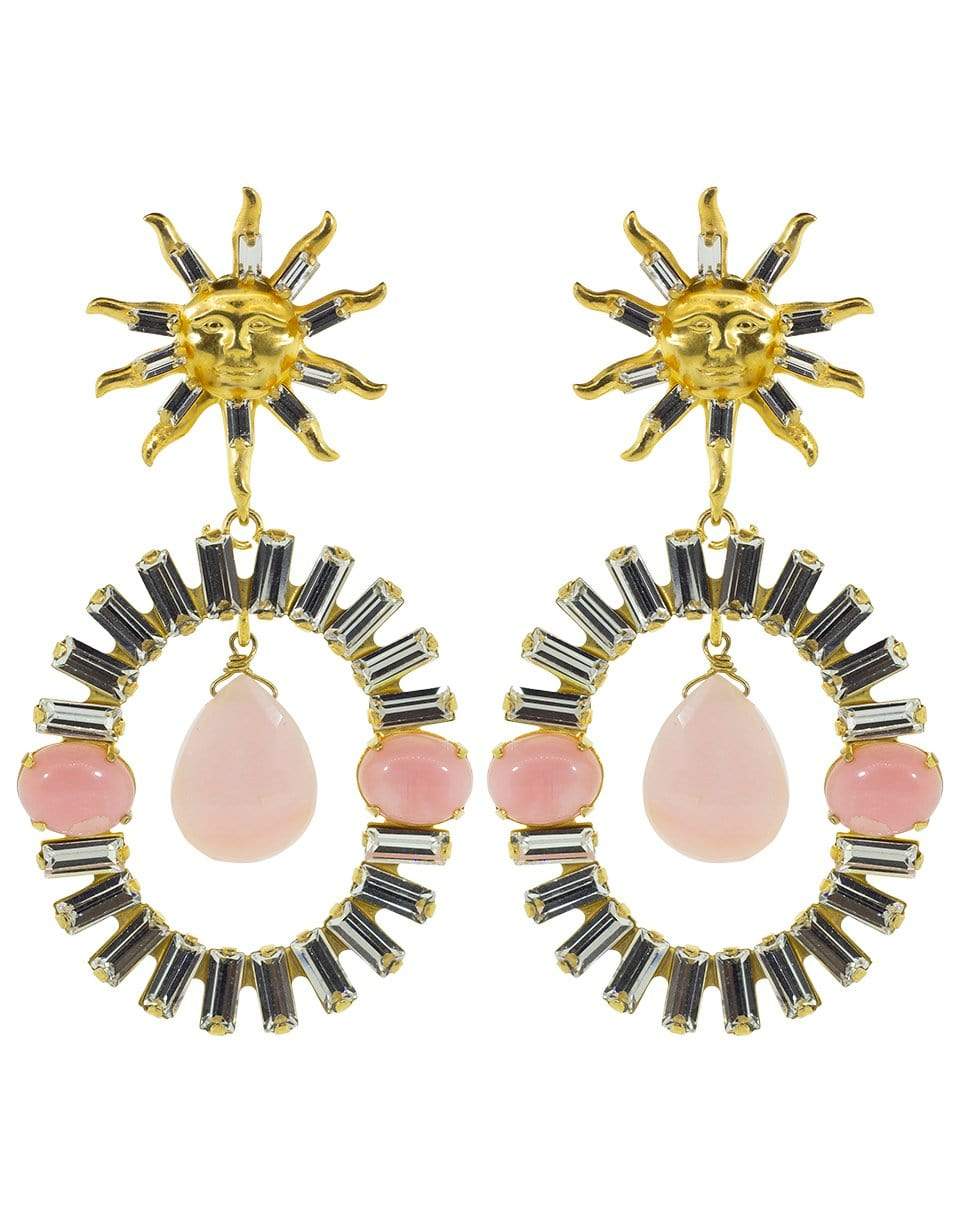 BOUNKIT JEWELRY-2-in-1 Pink Opal and Clear Quartz Earrings-PNK/WHT