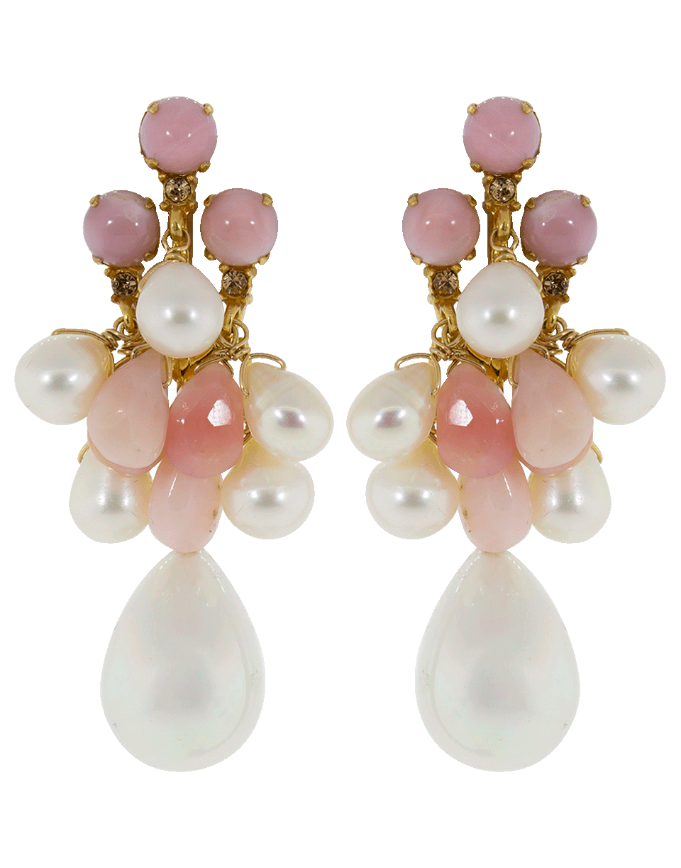 BOUNKIT JEWELRY-Pink Opal And Pearl Shell Drop Earrings-PNK/WHT