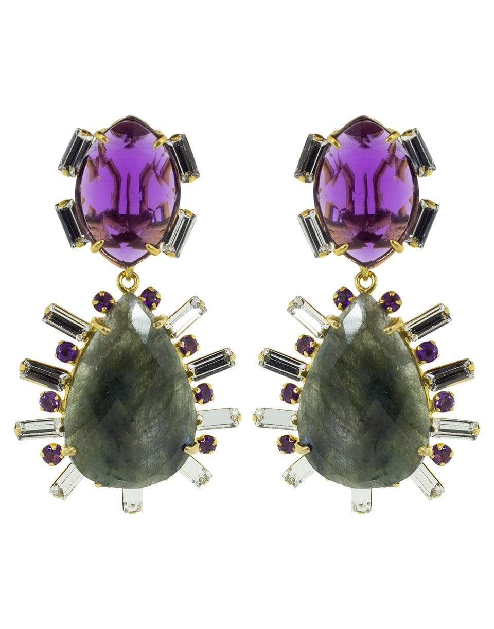 BOUNKIT JEWELRY-2-in-1 Amethyst, Green Amethyst, and Lemon Quartz Earrings-PURPLE