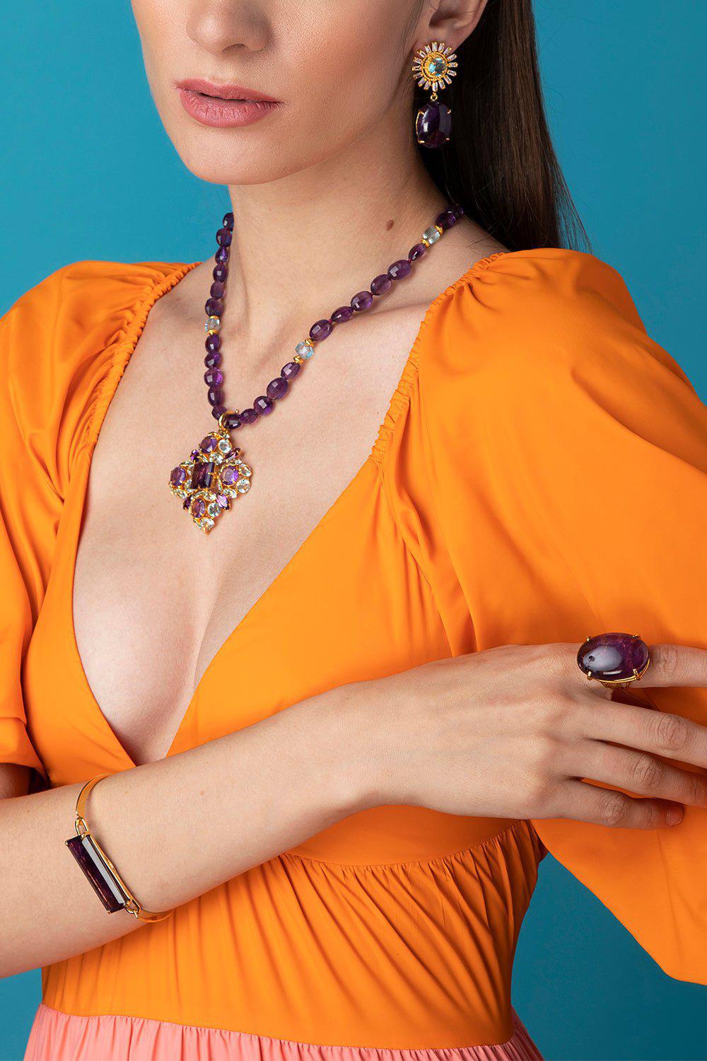 BOUNKIT JEWELRY-Amethyst Quartz Earrings-PURPLE