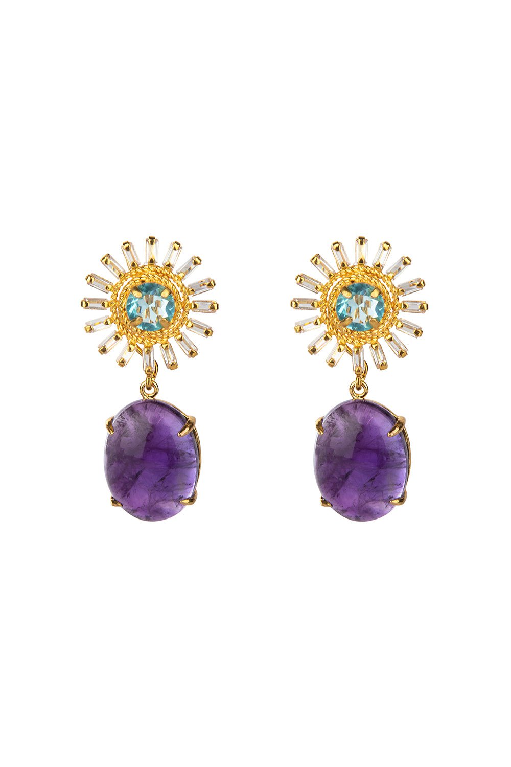 BOUNKIT JEWELRY-Amethyst Quartz Earrings-PURPLE