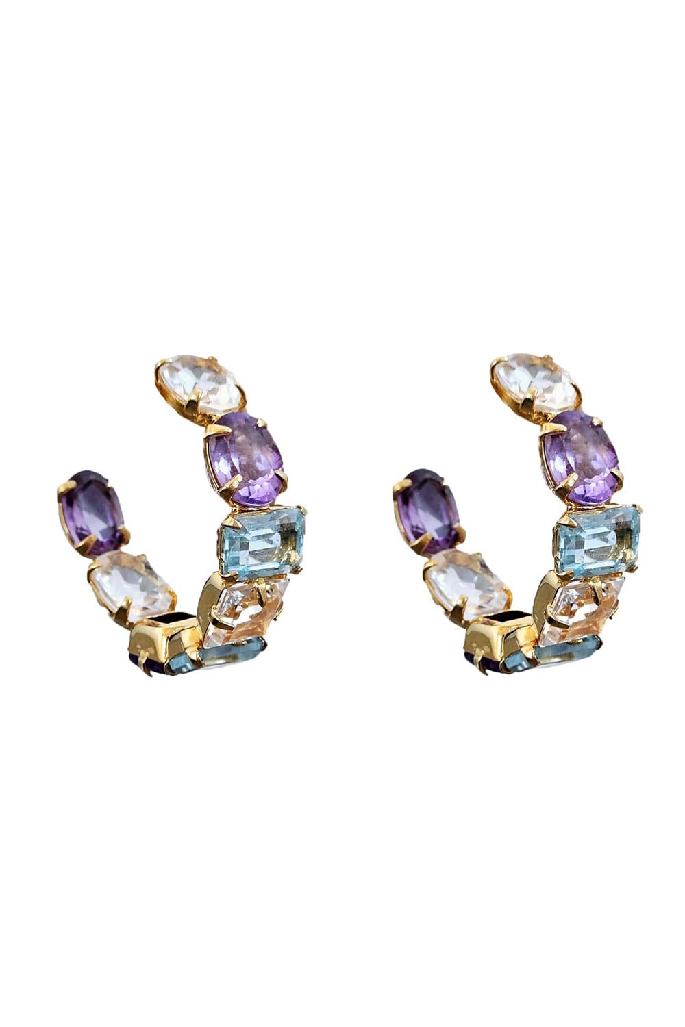 BOUNKIT JEWELRY-Amethyst Quartz Hoop Earrings-PURPLE