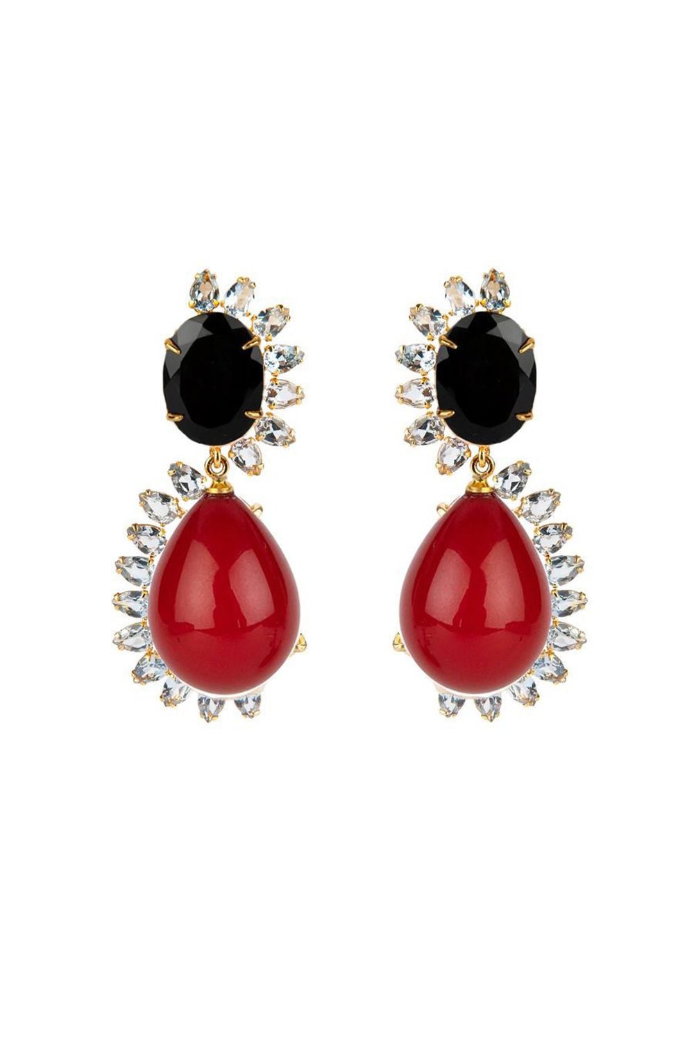 BOUNKIT JEWELRY-Agate Onyx Earrings-RED