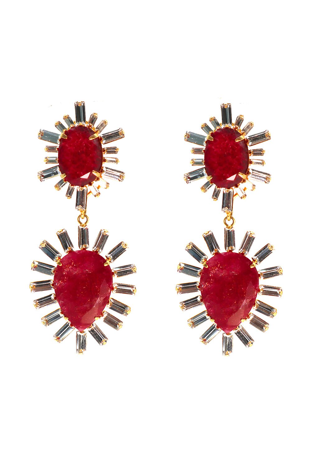 BOUNKIT JEWELRY-Corrundum Cz Earrings-RED