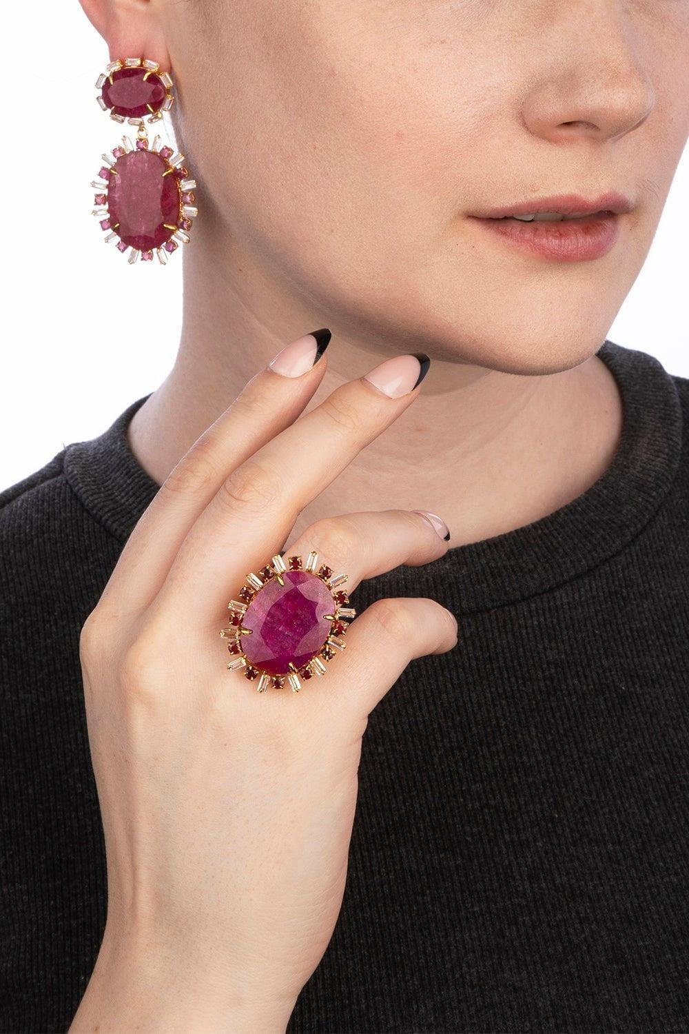 BOUNKIT JEWELRY-Corrundum Quartz Earrings-RED