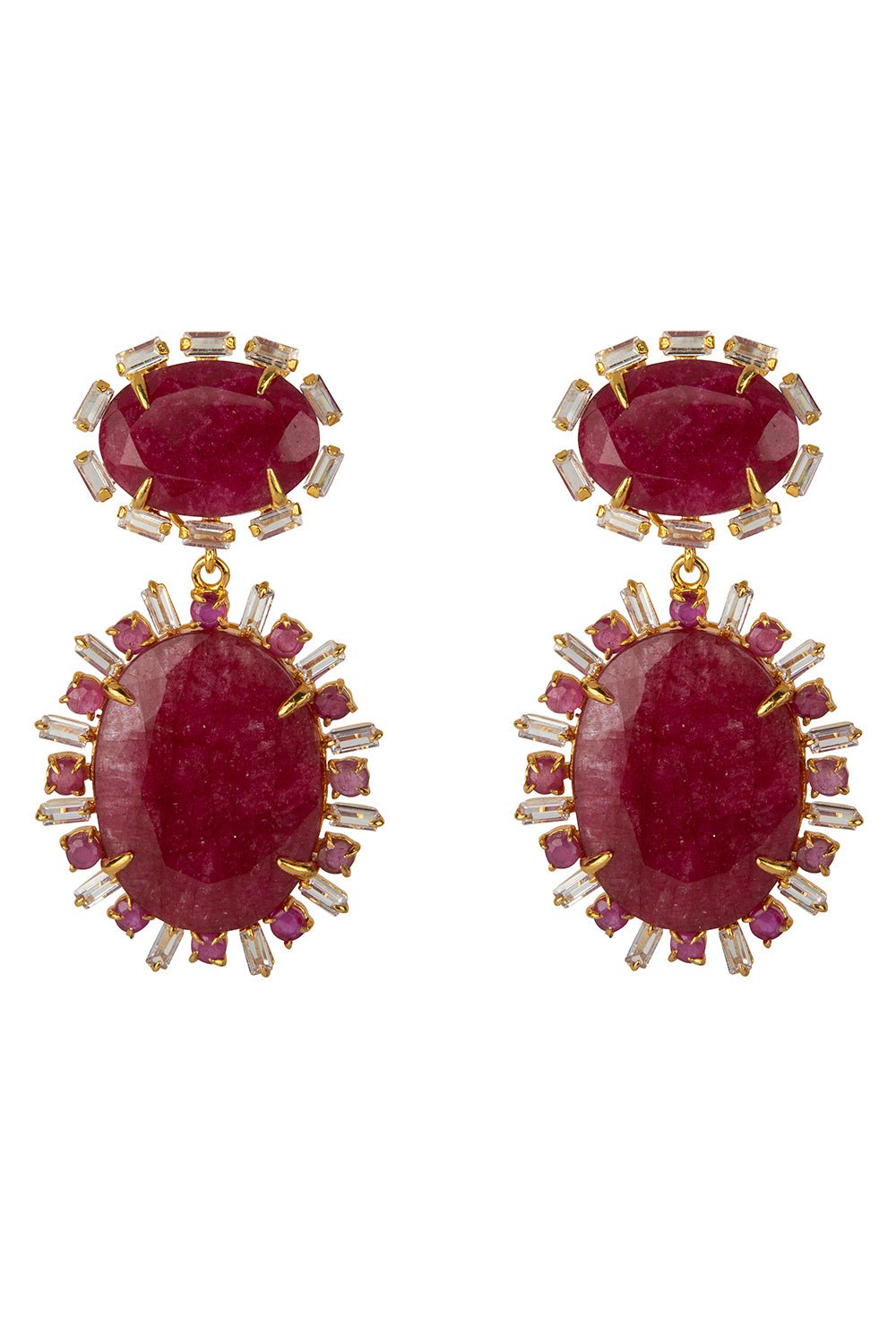 BOUNKIT JEWELRY-Corrundum Quartz Earrings-RED